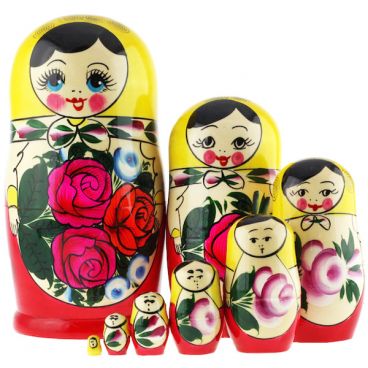 Classic Matryoshka 8 pcs Semyonov wtih yellow scarf