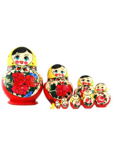 Classic Matryoshka Rounded 10 pcs - with Yellow Scarf
