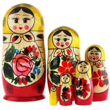 Classic Matryoshka 6 pcs yellow top