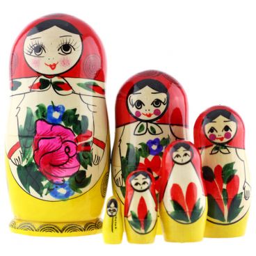 Matryoshka classic 6 pcs red top