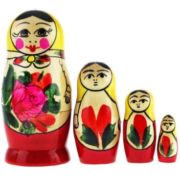 Classic Matryoshka 4 pcs yellow  top