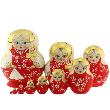 Matryoshka zhenka pot-bellied 10 places red