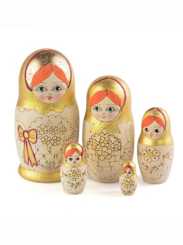 Wood burned matryoshka 5 pcs