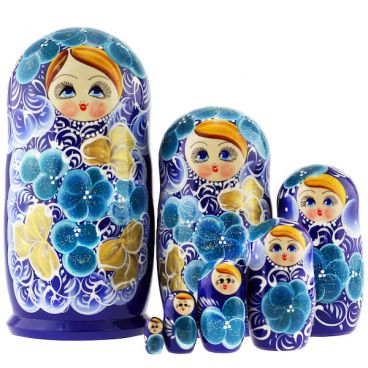 Matreshka 7 places a round blue petals