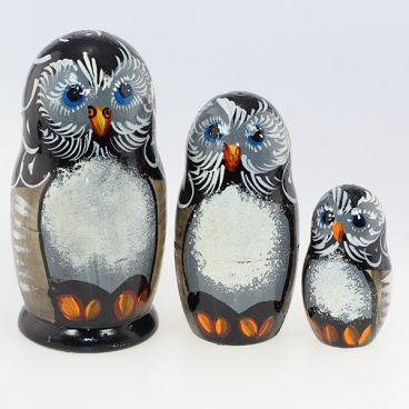 Matryoshka-animal 3 pcs Owl small