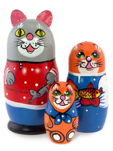 Matryoshka animal-3 space &quot;Cat with gray mouse&quot;