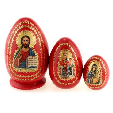 Egg Religion 3 places red &quot;Jesus Christ&quot;