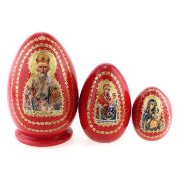 Egg Religion 3 places red &quot;Nicholas the Wonderworker&quot;