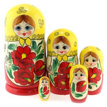Matryoshka 5 seats big Yellow-red