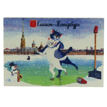 Magnet single-layer &quot;St. Petersburg cats-8&quot; 80 * 55