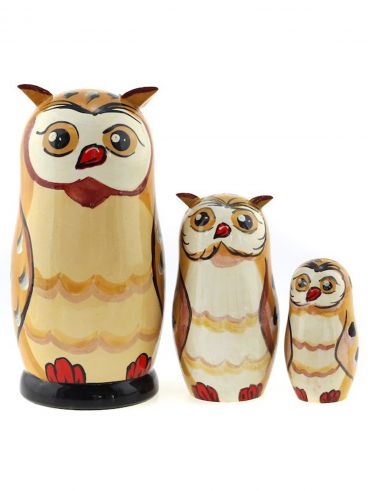 Matryoshka animal-3 space &quot;Owl light brown&quot;