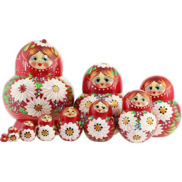 Matryoshka 10 pcs ladybug red