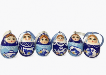 Set of Easter 6 items egg &quot;Gzhel&quot; (in a box)