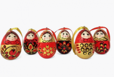Set of Easter 6 items egg &quot;Khokhloma&quot; (in a box)