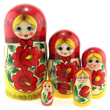 Matryoshka 5 seats big Red-yellow