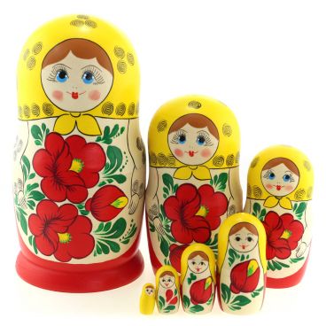 Matryoshka 7 seats &quot;Yellow-red&quot;