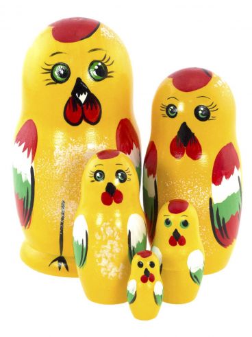 Matryoshka-animal 5 seats 10.5 cm small Rooster / souvenir