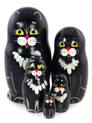 Matryoshka animal 5 seats &quot;Black Cat&quot;