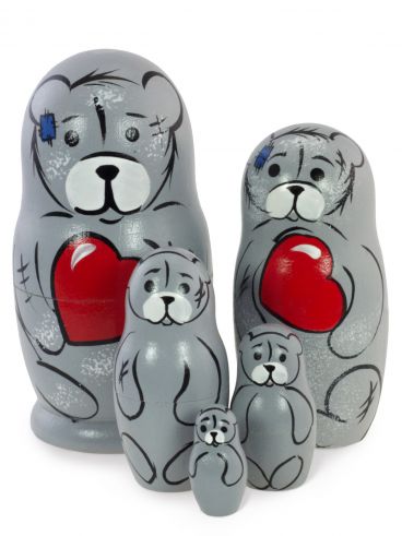 Nesting doll 5 places &quot;Bear&quot; gray