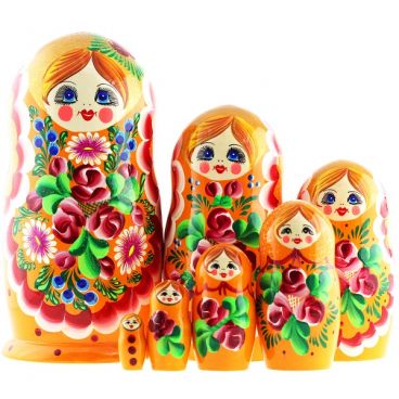 Matryoshka 7 places lace bouquet of flowers orange