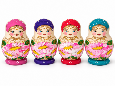 Matryoshka zhenka pot-bellied 5 places flowers mix