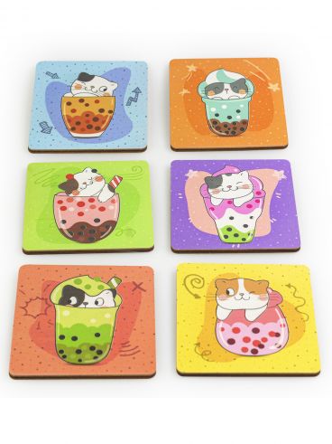 A set of coasters for hot dishes 6 pcs. &quot;Cats&quot; 9 * 9