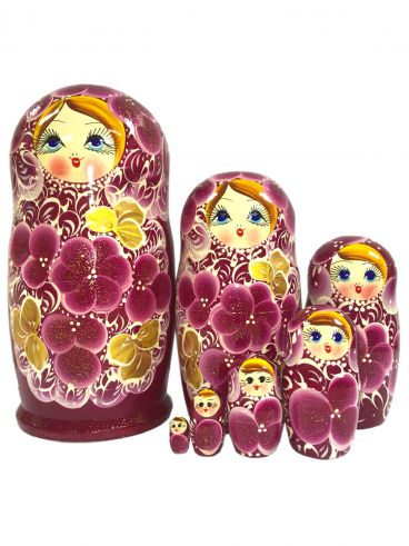 Matreshka 7 places petals round Burgundy