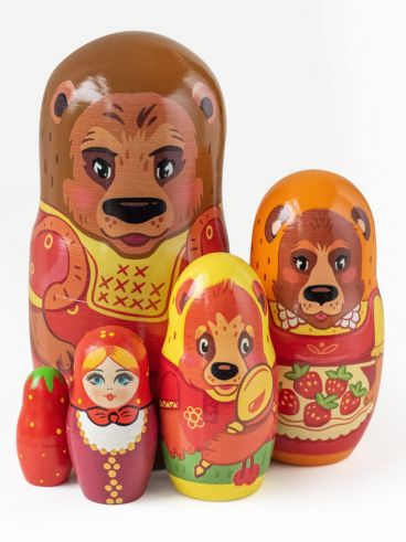 Matryoshka Animal 5 pcs &quot;The Three Bears&quot;