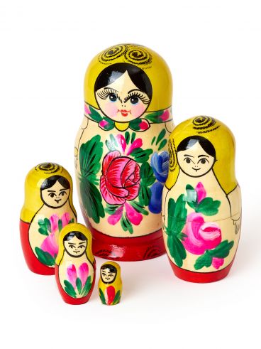 Classic Matryoshka 5 pcs yellow  top