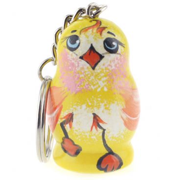 Keychain Bird Chicken yellow rosy cheeks
