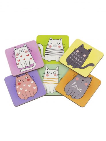 A set of coasters for hot dishes 6 pcs. &quot;Cats-2&quot; 9*9