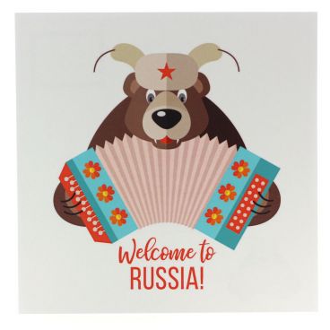 Set of cards 15 * 15 &quot;Welcome to RUSSIA. Bear with accordion&quot; 10pcs.