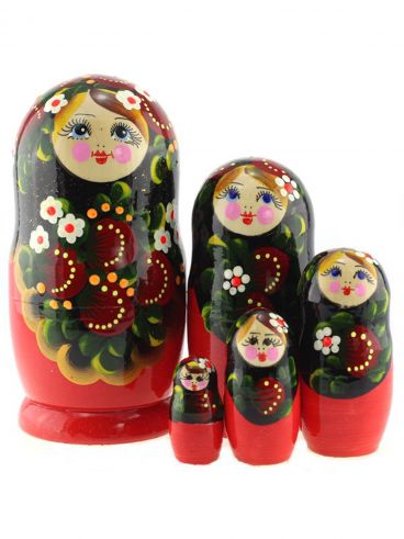 Matryoshka 5pcs black and red berries