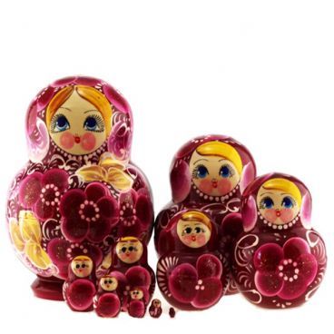 Matryoshka 10 seats round petals Burgundy