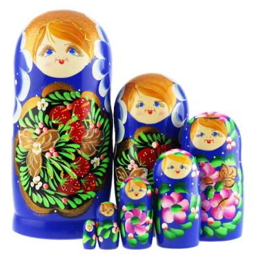 Matryoshka Gzhel with gold selling 5 seats, 7.0 inches